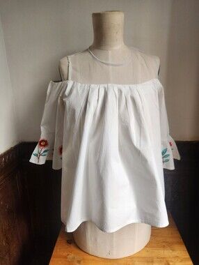 NWT VIVID White Cotton off the shoulder Tunic SZ.